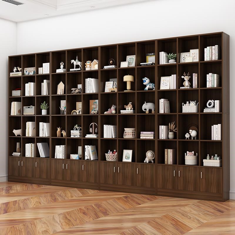 书柜带门高2米4书架落地置物架现代简约家用防尘一体Y整墙置物柜