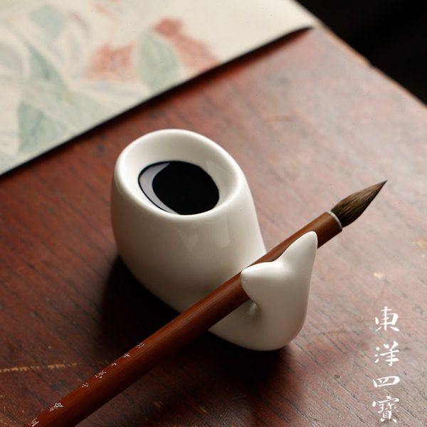鲸鱼笔搁笔掭 文房四宝书法练字用多功能陶瓷器笔置笔掭墨碟摆件,文具电教/文化用品/商务用品,文房四宝,淘宝优惠券,粉丝福利购,淘宝优惠卷