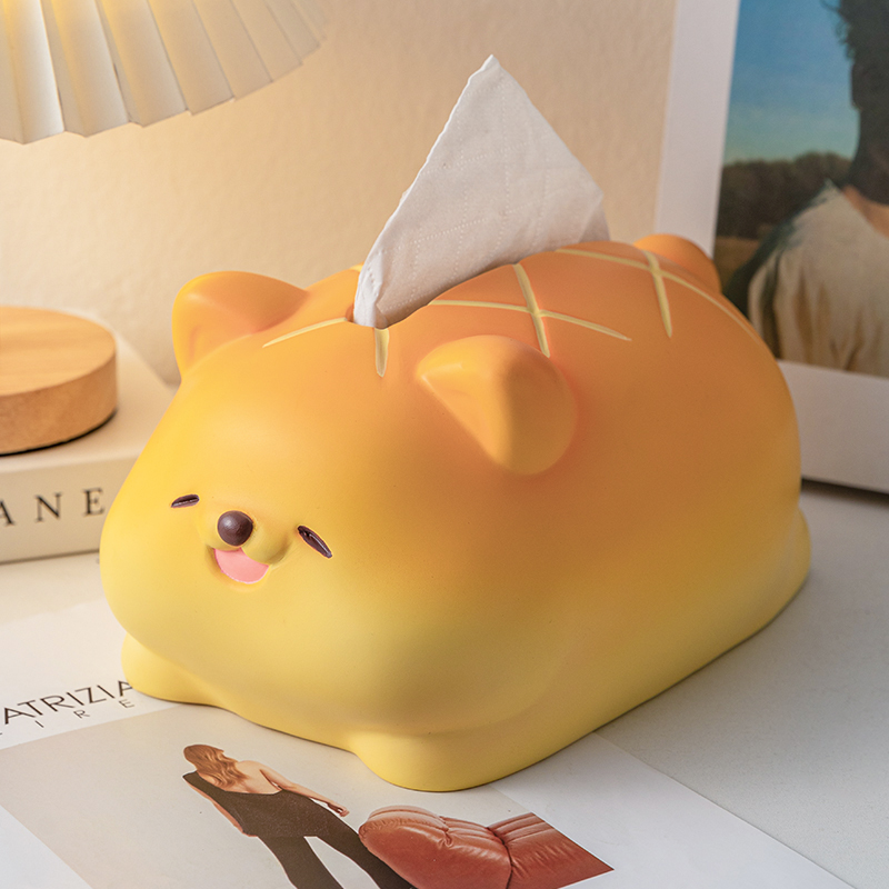 奶油风面包小狗纸巾盒家用餐桌装饰摆件轻M奢高级感客厅茶几抽纸