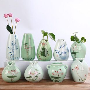 陶瓷瓶瓷器花瓶青瓷水培花盆陶泥小花器家居饰品创意摆件花插花艺