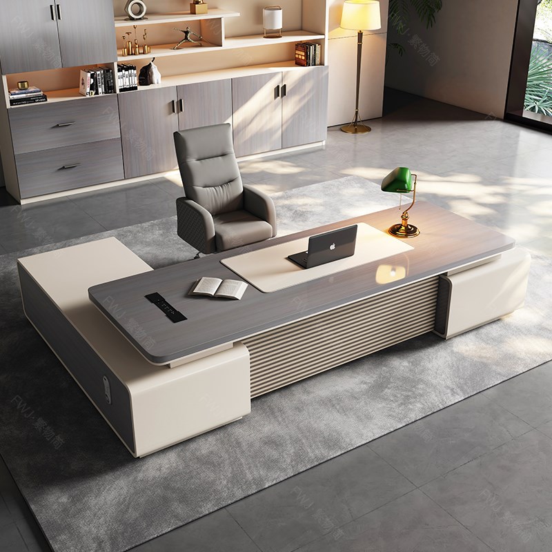 大班台老板桌高档总经理办公室桌子组合简P约轻奢总裁办公桌椅