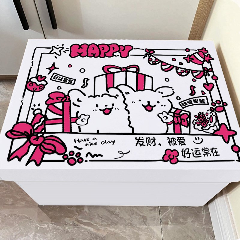 线条小狗礼物盒生日礼盒空盒子高级感礼品盒惊喜包V装盒大号礼物