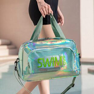 男士游泳洗漱包户外斜跨镭射游泳包大容量干湿分离运动健身收纳包