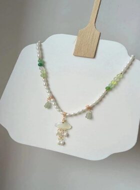 古风汉服软璎珞明制旗袍配饰日常百搭岫玉祥云吊坠仿珍珠项链项圈