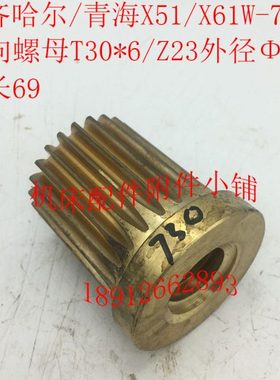 齐齐哈尔/青海X51/X61W铣床配件730纵向螺母罗母Z23/M2/T30*6/L69