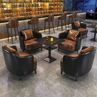 工业风酒吧专用桌子清吧沙发音乐餐吧散桌岩板小酒馆卡座桌椅商用