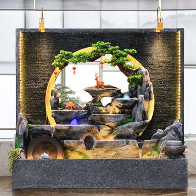 皇礼新中式水幕墙假山循环流水落地喷泉招财摆件庭院花园鱼池造景