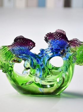 琉璃办公室摆件现代简约桌面创意家居装饰品摆设公司商务开业礼品