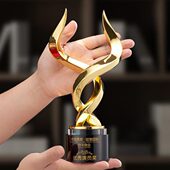 2021新款 金牛奖创意奖杯刻字金属奖杯水晶金融保险企业现货