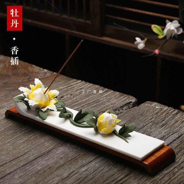 陶瓷手工荷花梅花插香创意摆件香托香座家用室内香台线香炉香薰炉,家居饰品,香托/香盘/香座/香插,淘宝优惠券,粉丝福利购,淘宝优惠卷