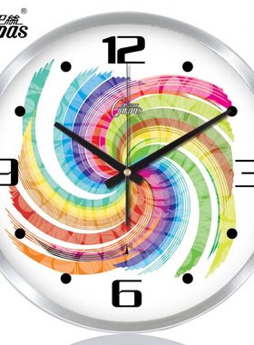 康巴丝钟表客厅卧室创意金属儿童挂钟静音扫描智能电波钟壁钟挂钟