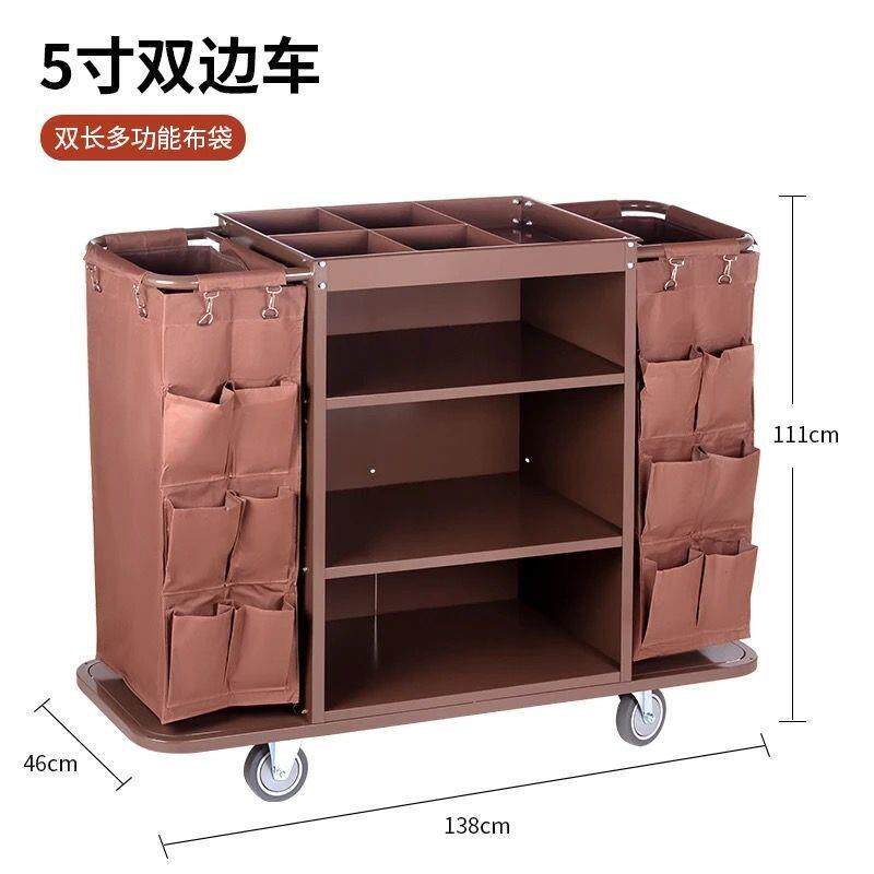 酒店客房民宿布草车多功能保洁服务工作车静音不锈钢清洁车手推车