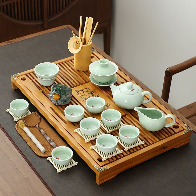 全自动一体实木茶盘茶台家用整套茶具套装紫砂功夫喝茶客厅泡茶壶