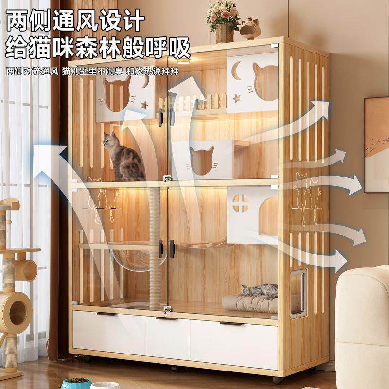 实木猫别墅带抽屉猫笼子