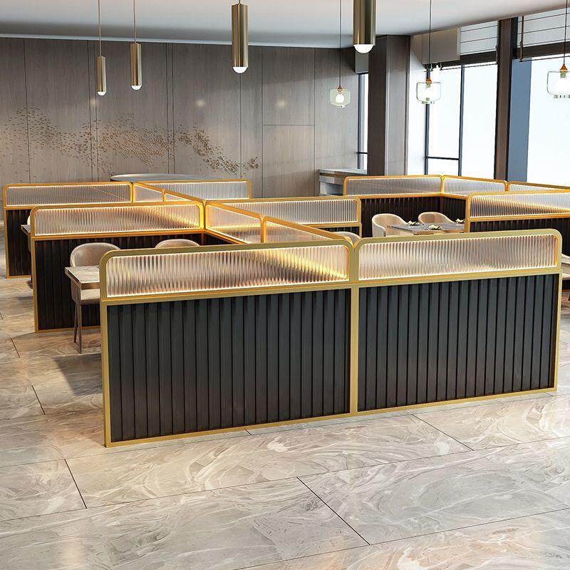 新款火锅店矮隔断餐厅长虹玻璃屏风饭店过道围栏餐饮半墙隔断