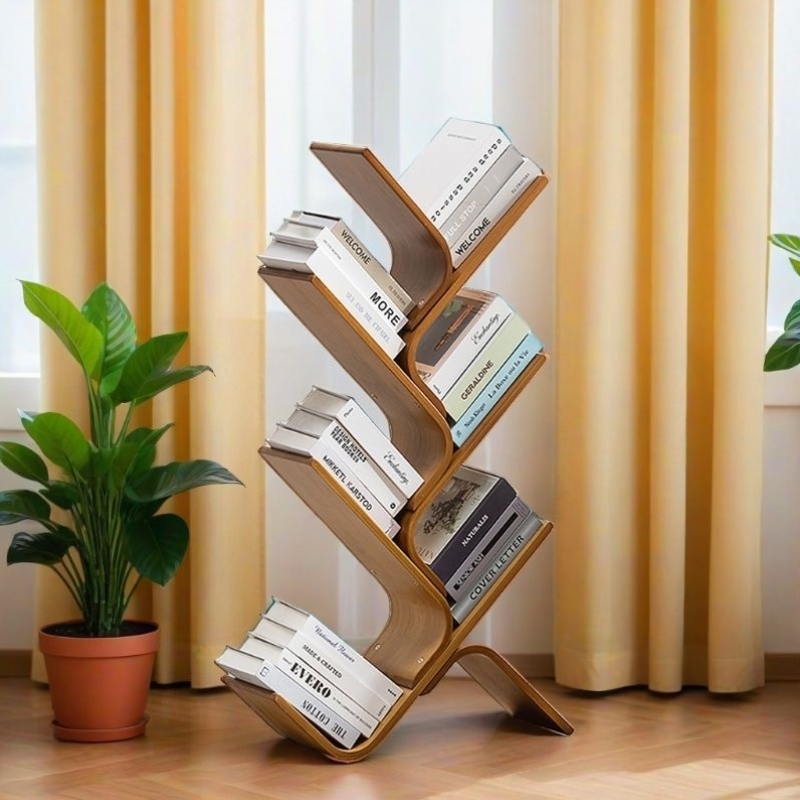 树形书架落地客厅教室放书神器办公桌面收纳架卧室简易立式置物架