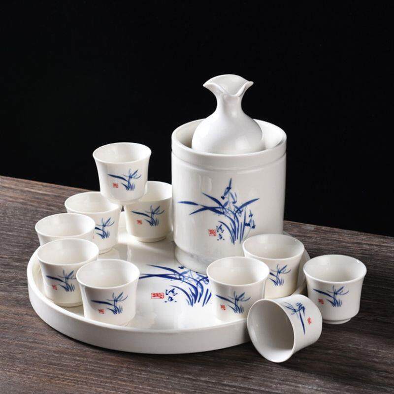青花瓷白酒陶瓷温酒壶酒具酒杯套装黄酒温酒器暖酒壶烫酒壶