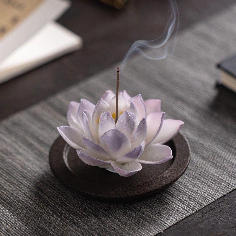 纯手工陶瓷莲花线香香炉
