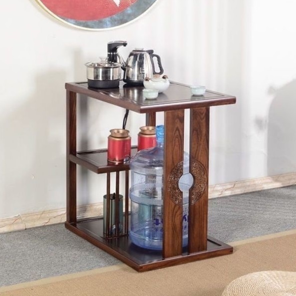 新中式老榆木茶水柜实木简约家用客厅烧水台办公室一体茶桌茶边柜