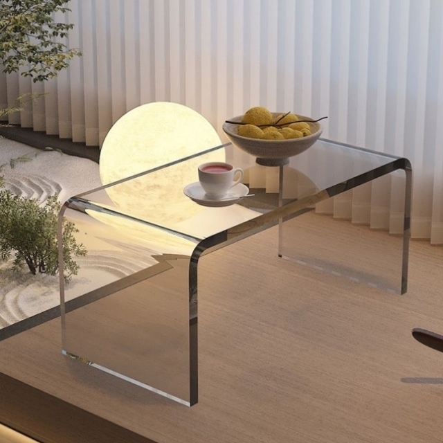 网红亚克力透明飘窗茶几简约榻榻米矮桌卧室窗台床上小桌子家用
