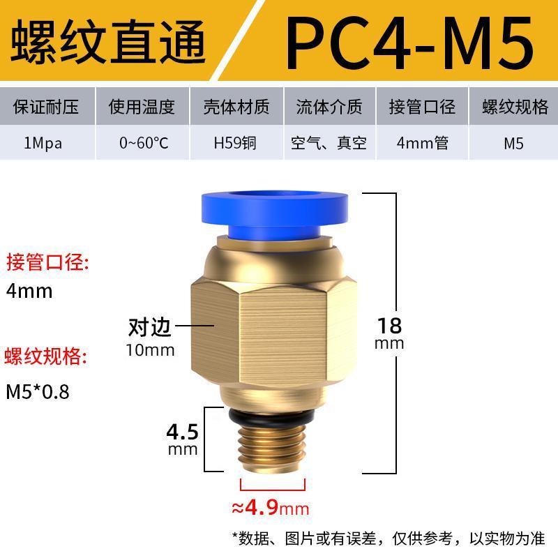 气管接头气动快速快插螺