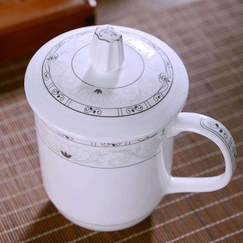 景德镇厂货陶瓷杯带盖大号家用茶杯陶瓷水杯办公室会议杯酒店杯子