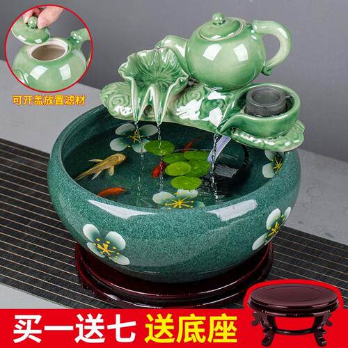 景德镇陶瓷鱼缸小型家用