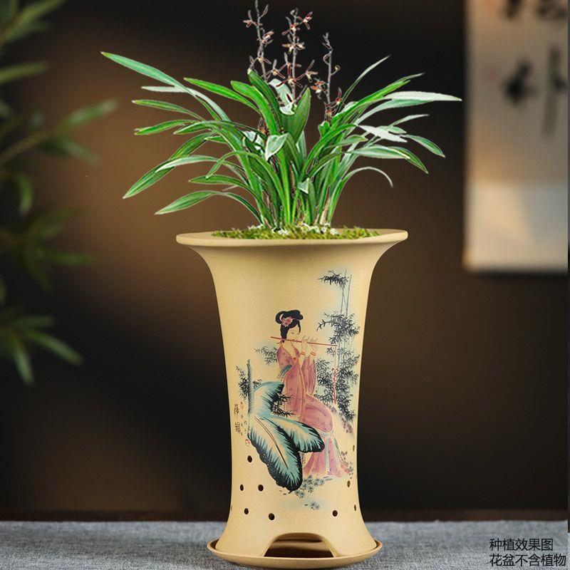 精品紫砂花盆兰带托盘艺