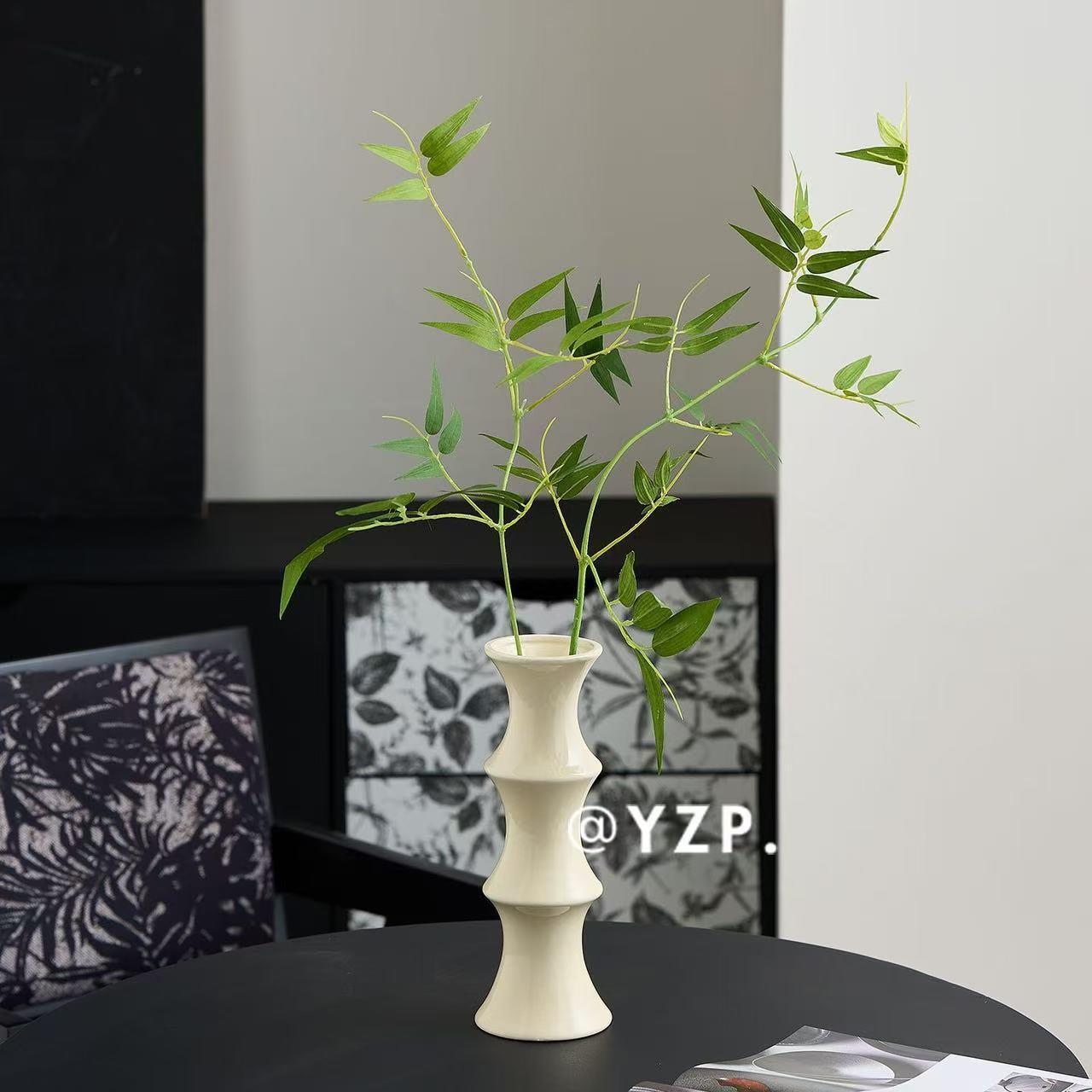 竹子花瓶富贵文竹仿真花