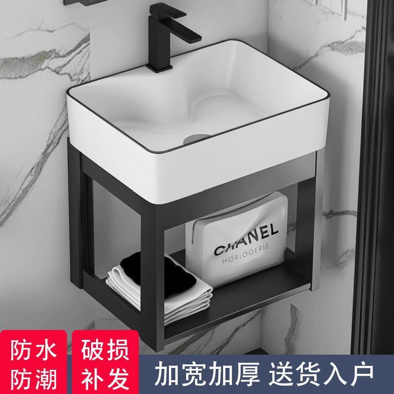小户型挂墙式洗手盆卫生间简易洗脸盆壁挂式阳台洗手池陶瓷一体盆