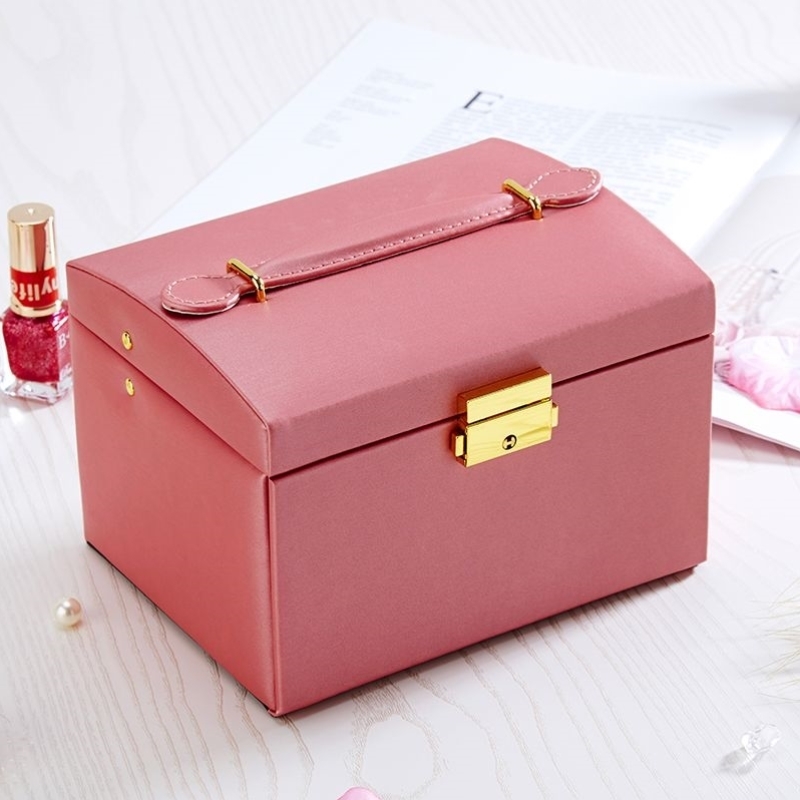 首饰收纳盒时尚手提小拱耳钉耳环项链戒指手饰品大容量珠宝收纳箱