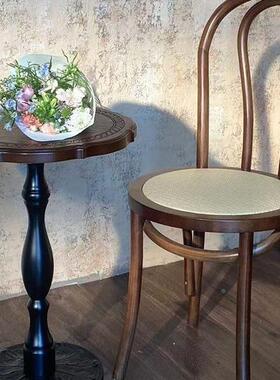 法式复古沙发边几几实木中古角咖客厅美式啡桌阳休台闲XJV小圆桌