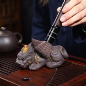 描公金招财貔貅茶宠一公母可养用办茶家盘摆件精品AGL一茶玩工厂