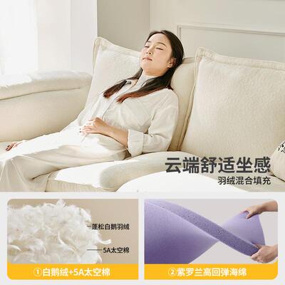语特法式油奶风布艺沙发现桐代简约小户型厅可拆洗羽绒客ALBS099