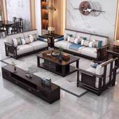 新中实木式 木沙发小户型贵储物家组 沙发合现代别墅客UMA厅中妃式