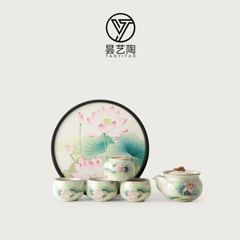昙艺陶新款汝窑茶壶茶具套装中式大容量泡茶壶家用防烫手抓壶单壶