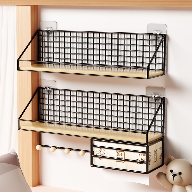 免打孔墙上置物架床头宿舍神v器挂篮卧室好物墙面隔板墙面收纳层