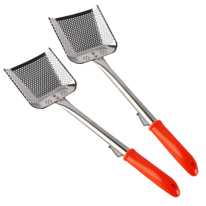 不锈钢煎铲漏铲油渣铲龙虾铲大锅A铲沥油铲过滤铲厨房捞渣铲冲孔