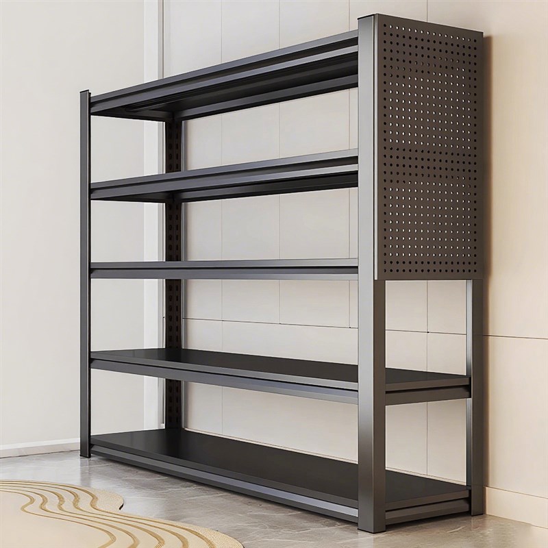 家用货架带洞洞板多层落s地置物架仓库阳台储藏架多功能钢制收纳