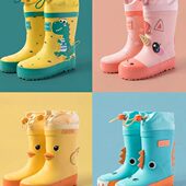 幼儿小孩防水胶鞋 宝宝雨靴水靴小童时尚 男童女童防滑水鞋 儿童雨鞋