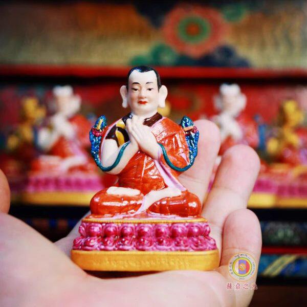手绘洋彩随身mini藏传 如我真像我宗喀巴大师手工瓷佛像擦擦摆件