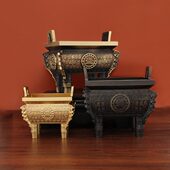 铜鼎 鼎盛千秋居家公开业送贺礼黄铜四方鼎香炉工艺摆件