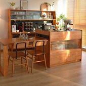 日式 全实木岛台简约樱桃木岛台餐桌一体储物柜北欧厨房吧台餐边柜