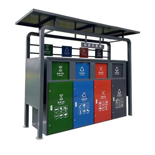 定制垃圾分类亭小区环保公共设施垃圾站户外不锈钢四分类垃圾亭