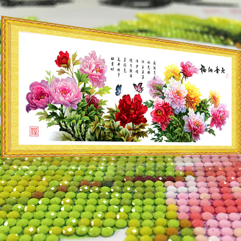 花开富贵2025新款5d水晶钻石画客厅满钻点钻贴贴十字绣客厅砖石秀