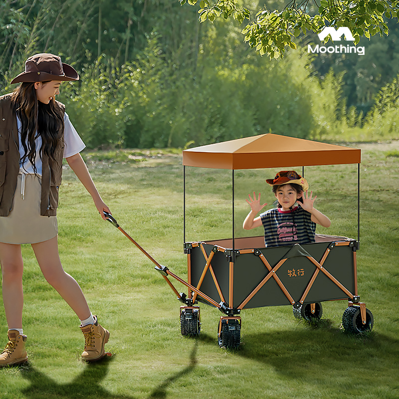 牧行露营车儿童可躺超大户外野营拉车拖车野餐折叠手推车遮阳棚