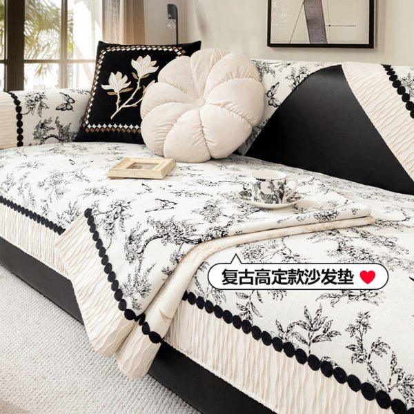 2024新款复古沙发垫四季通用法式高级感皮沙发套罩防滑坐垫盖布巾,居家布艺,沙发垫,淘宝优惠券,粉丝福利购,淘宝优惠卷