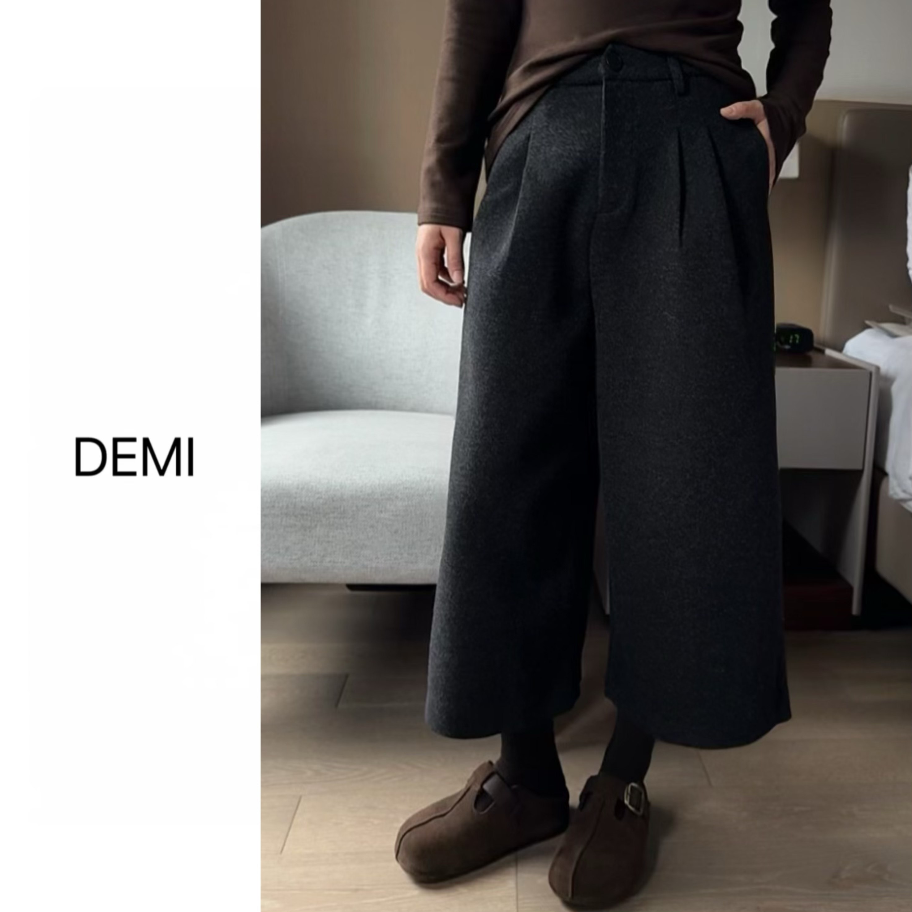 MISS RUILI 定制 2025极简风高腰显瘦直筒毛呢八分裤女F1331,女装/女士精品,西装裤/正装裤,淘宝优惠券,粉丝福利购,淘宝优惠卷