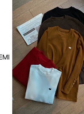 MISS RUILI 定制 冬季圆领修身显瘦百搭德绒打底上衣F1452