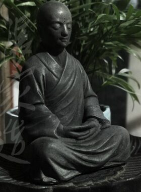 张家造新中式禅意布衣小僧摆件家居客厅庭院玄关布景装饰品小和尚